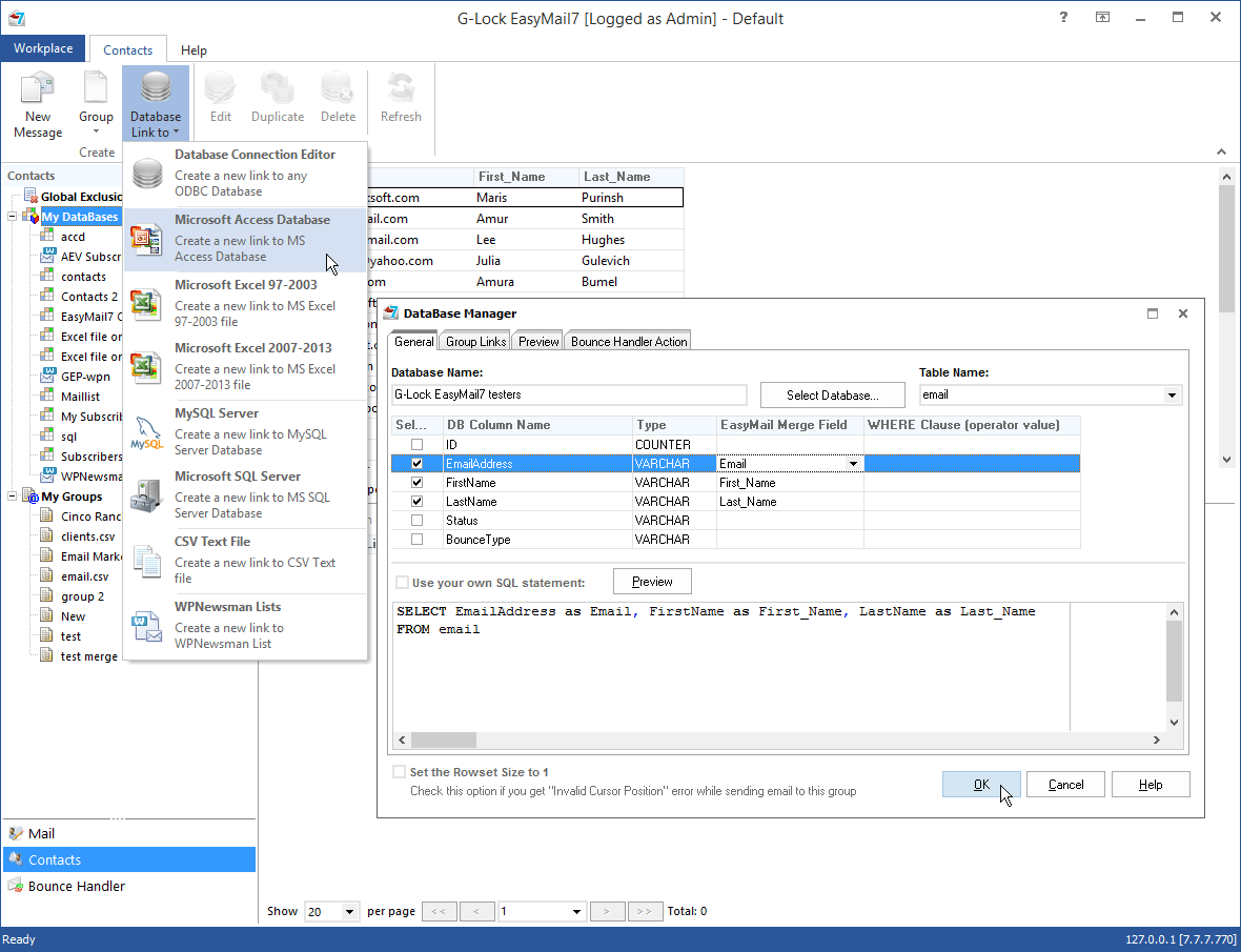Directly Connect to Your Favorite CRM Database from EasyMail7