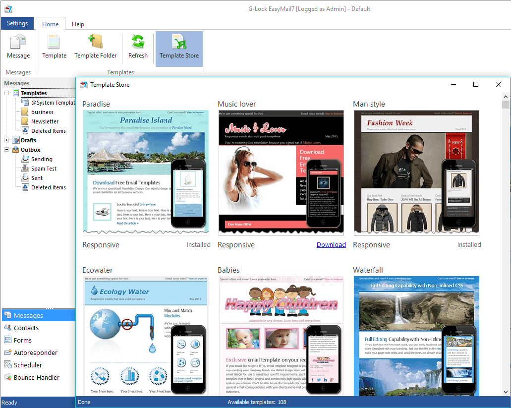 Install Responsive HTML Email Templates from the Store
